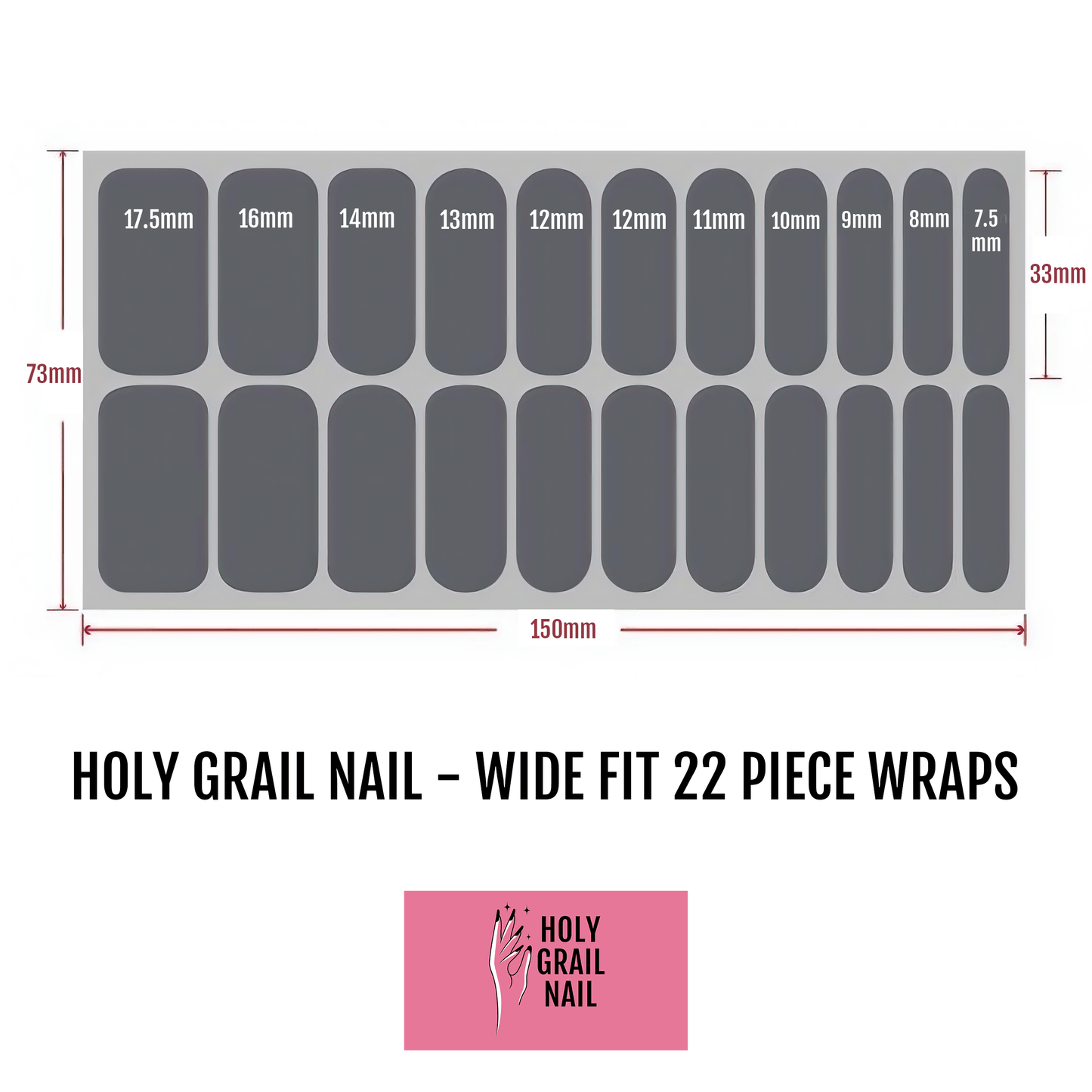 Holy Grail Nail Non-UV Nail Wraps Glitter Bug - Wide Fit Wrap (22 Piece)