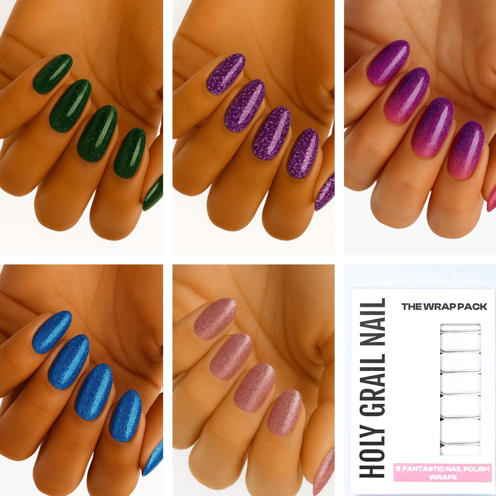 Holy Grail Nail Non-UV Nail Wraps The Glitterati Pack