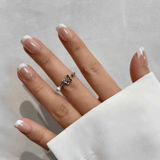 Holy Grail Nail press on French Glow (Glazed) - Soft Gel Press Ons (Short Square)