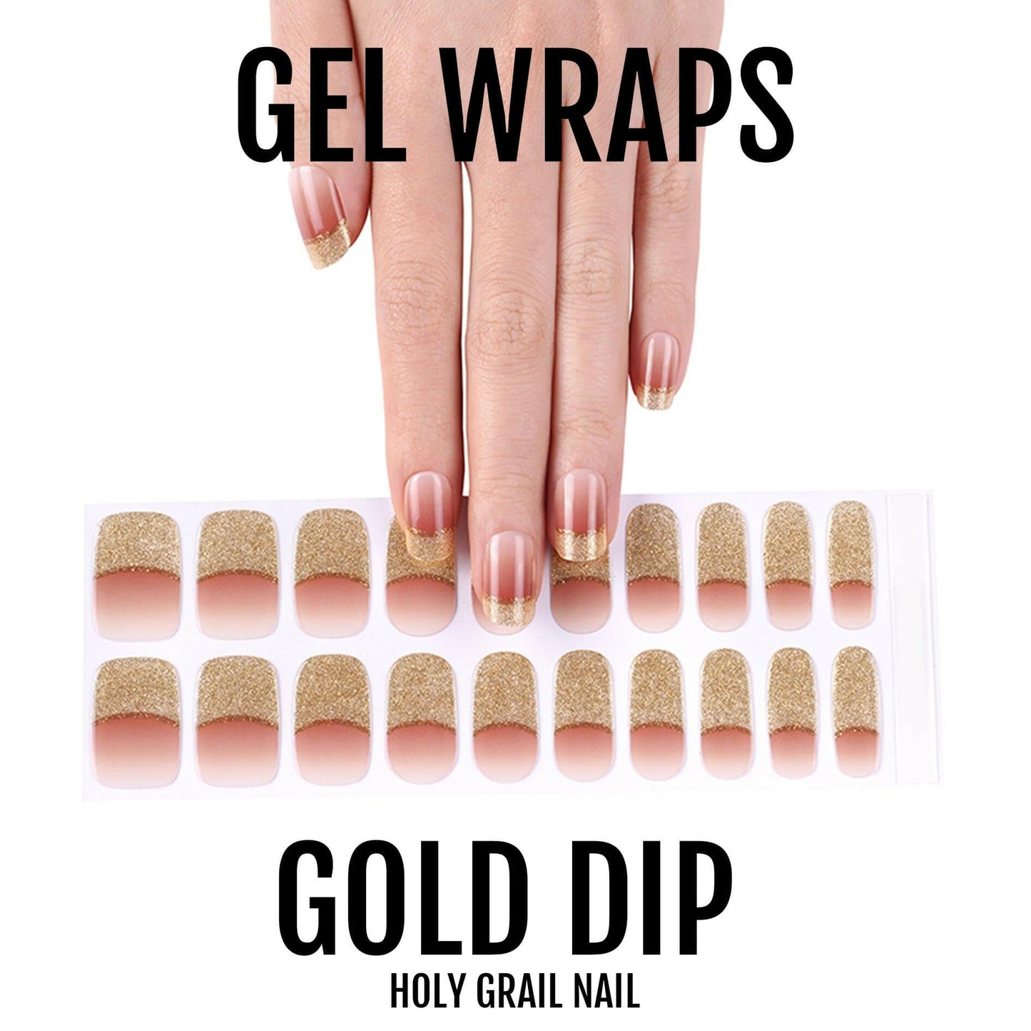 Holy Grail Nail Semi-Cured Gels Gold Dip - Gels, Gilded Tip Gel, Hello Nails