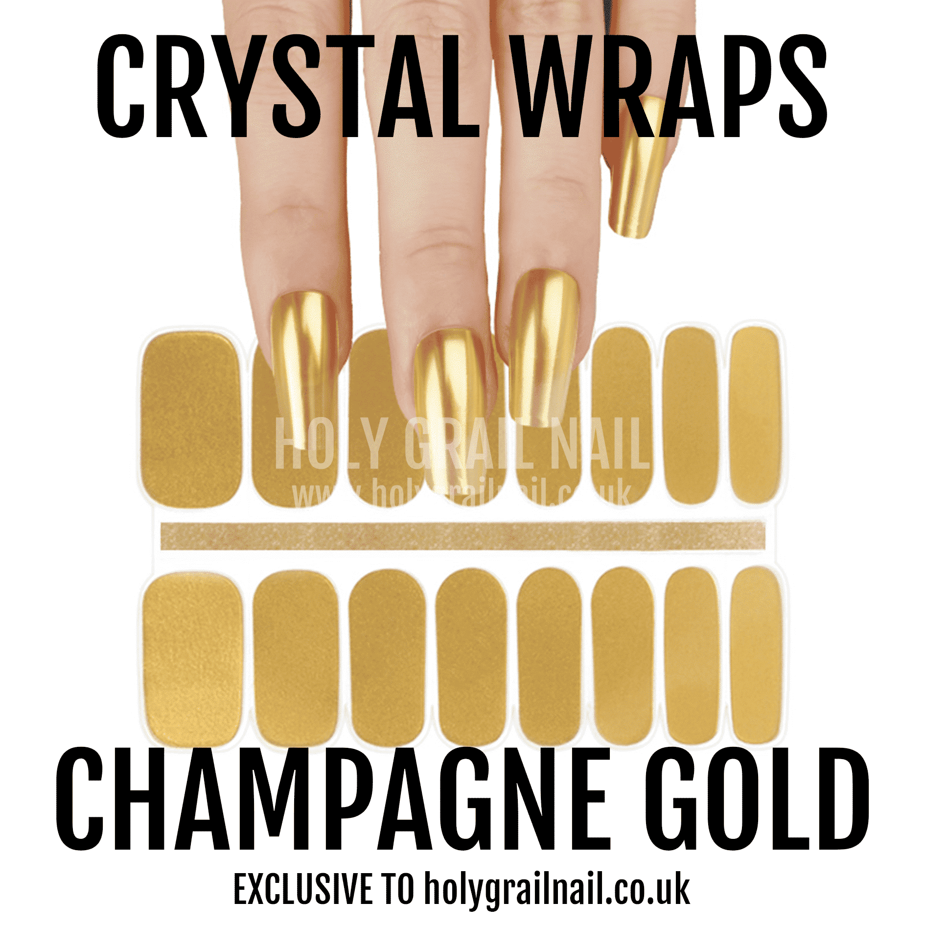 Holy Grail Nail Crystal Champagne Gold - Crystal Wraps