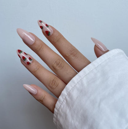 Strawberry Shortcake - Soft Gel Press Ons (Medium Almond)