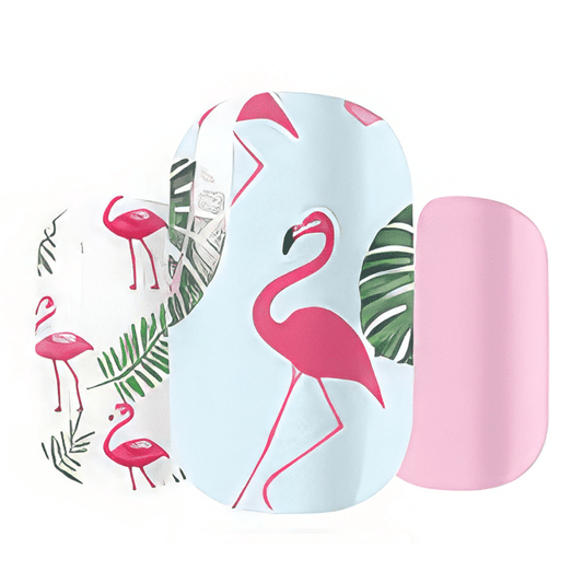 Holy Grail Nail Non-UV Nail Wraps Flamingo Fun - Wide Fit Wrap (22 Piece)