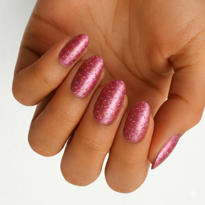 Pink semi-cured gel nail wraps with colorful sprinkle confetti design, glossy finish