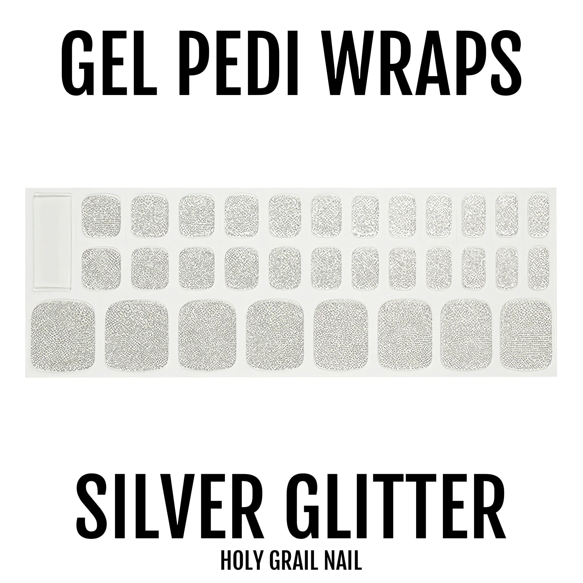 Holy Grail Nail Semi-Cured Gels Silver Glitter - Gel Pedi Wraps