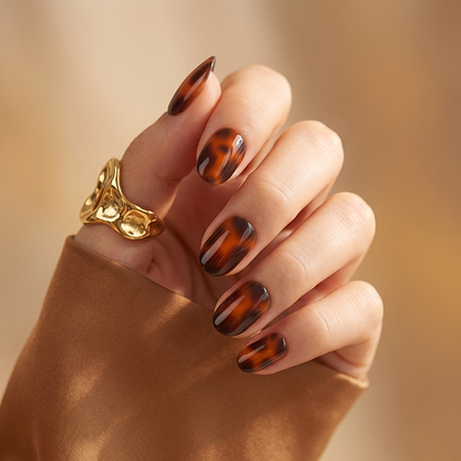 Tortoiseshell - Soft Gel Press Ons (Short Oval)