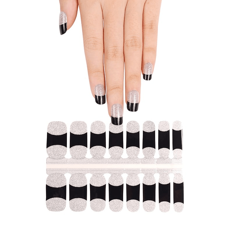 Holy Grail Nail Non-UV Nail Wraps Arctic Glitter French Mani (Part Transparent)- Holy Classics (Non-UV Nail Wraps)