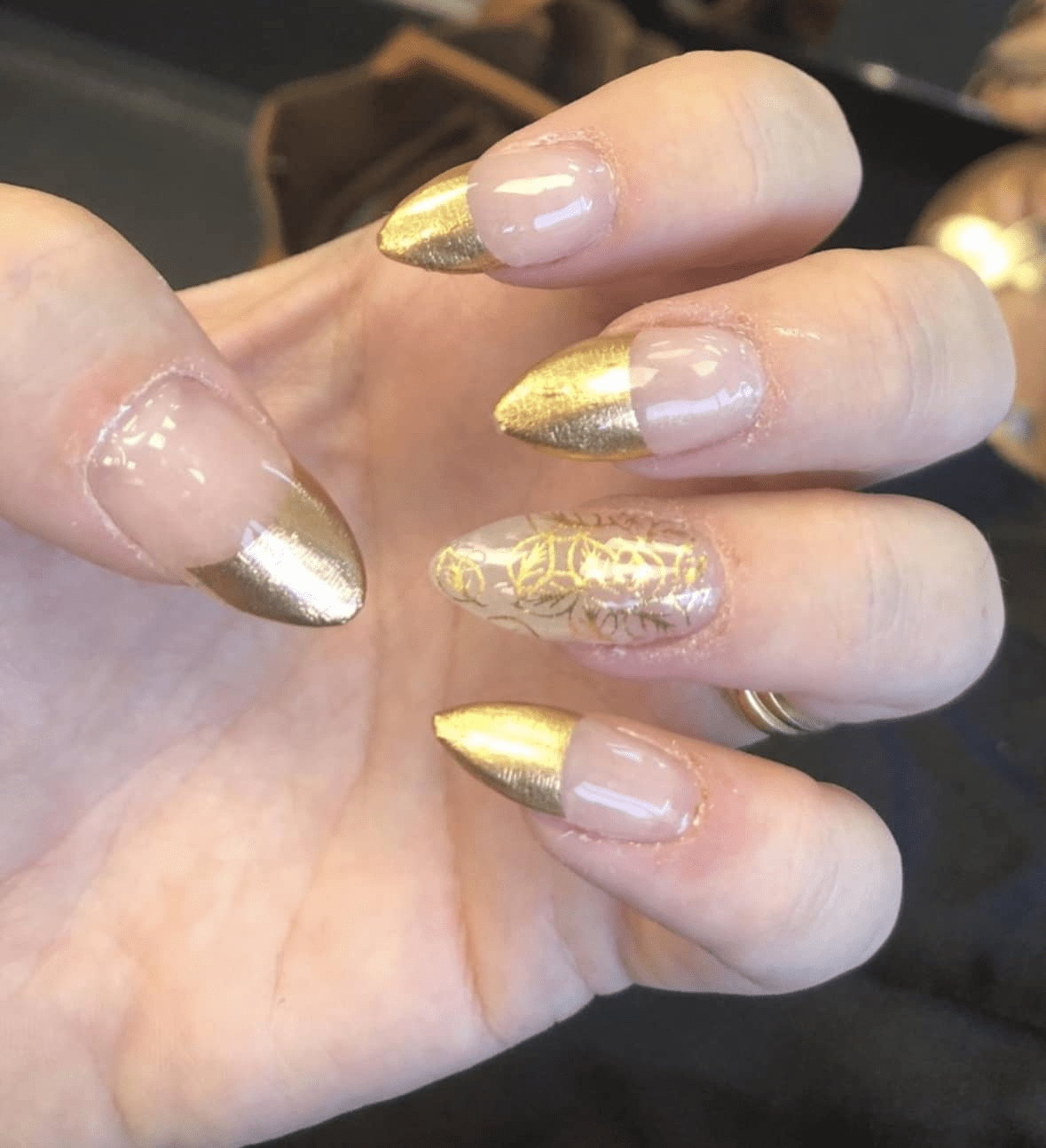 Holy Grail Nail Non-UV Nail Wraps Gold Leaf French Mani (Part Transparent)- Holy Classics (Non-UV Nail Wraps)