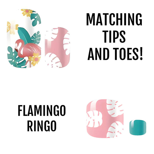 HOLY GRAIL NAIL Non-UV Nail Wraps Matching Tips & Toes - Flamingo Ringo