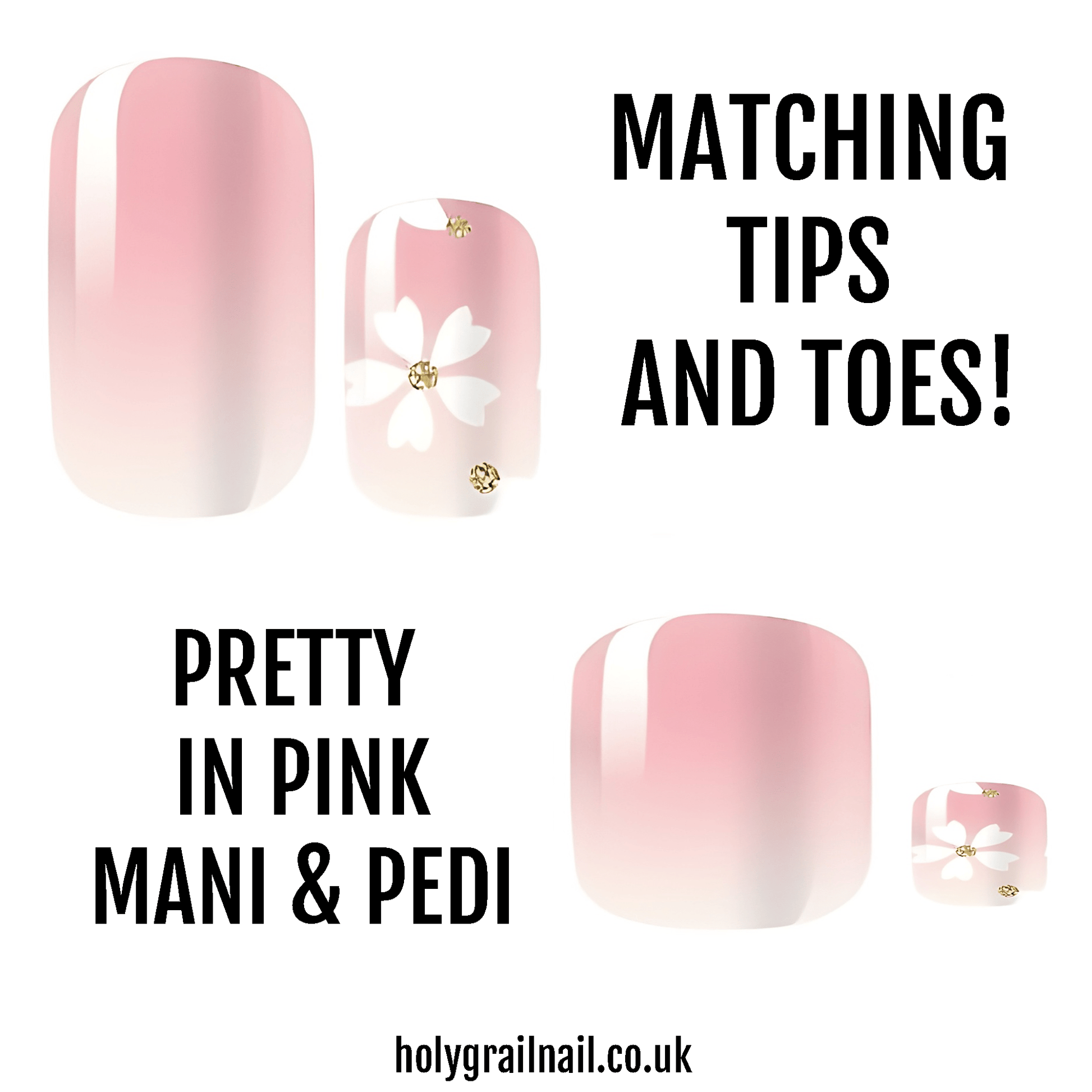 HOLY GRAIL NAIL Non-UV Nail Wraps Matching Tips & Toes - Pretty In Pink