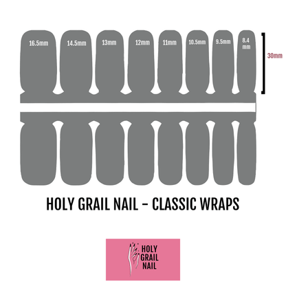 Grey nail wrap size guide for mermaid scale classic manicure wraps