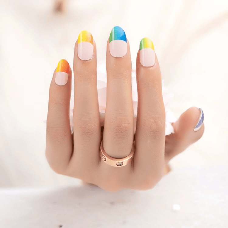 Holy Grail Nail Non-UV Nail Wraps Rainbow French Mani (Part Transparent)- Holy Classics (Non-UV Nail Wraps)