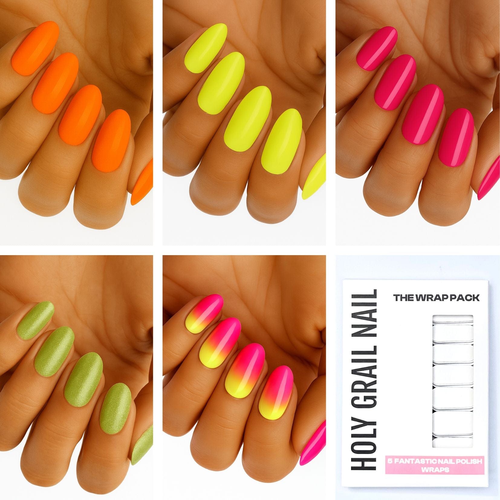 Holy Grail Nail Non-UV Nail Wraps The Neon Pack