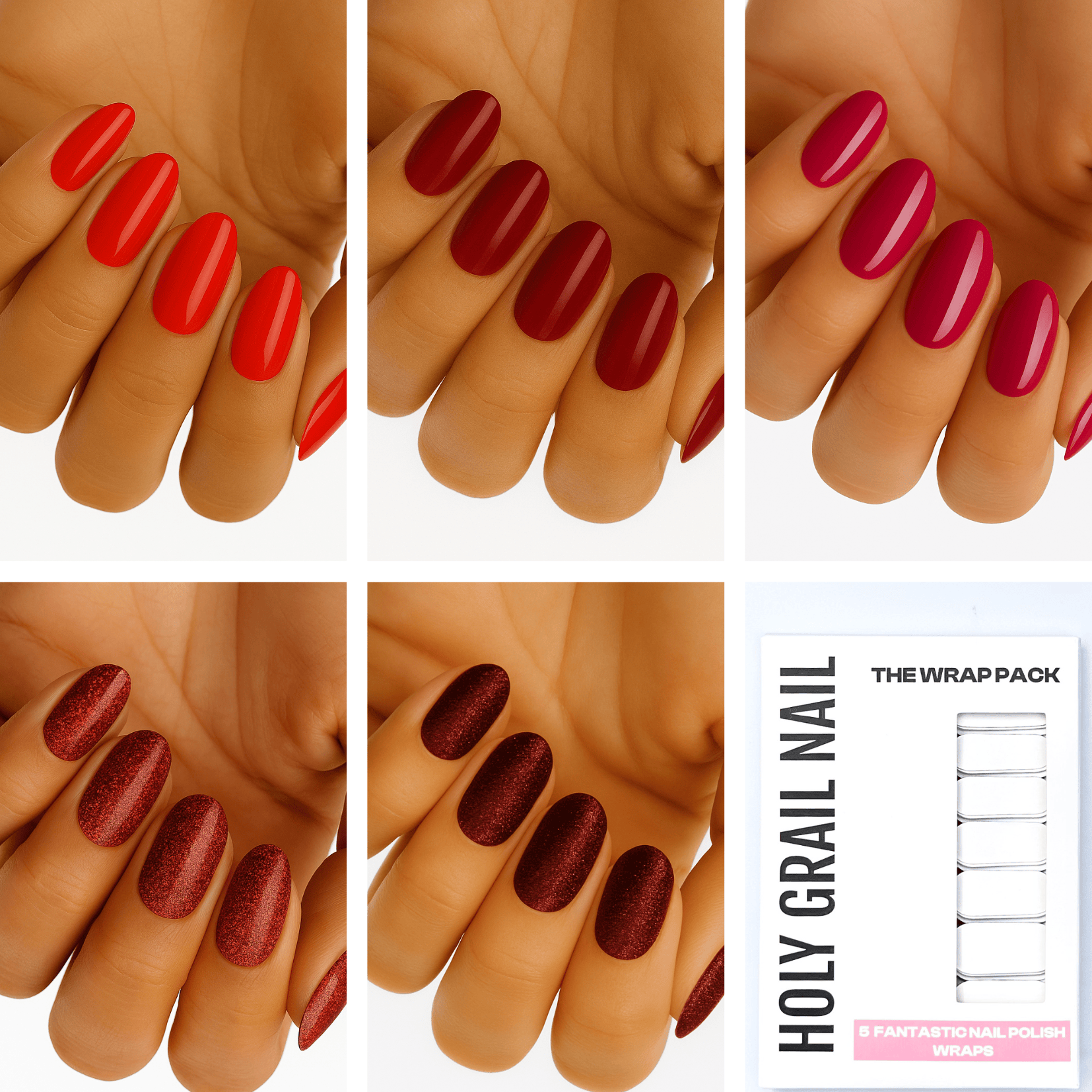 Holy Grail Nail Non-UV Nail Wraps The Red Pack