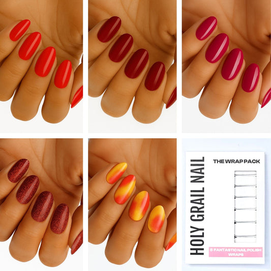 Holy Grail Nail Non-UV Nail Wraps The Red Pack (inc 1 colour changing wrap!)