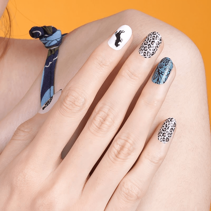 Holy Grail Nail Non-UV Nail Wraps Turquoise Leopard and Lace - Holy Classics (Non-UV Nail Wraps)