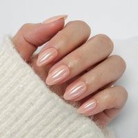 Champagne (Glazed) - Soft Gel Press Ons (Short Almond)