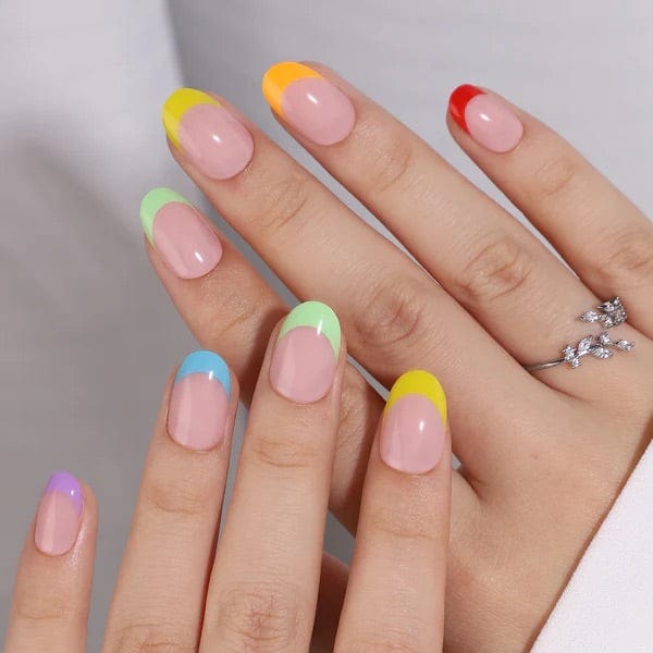 Holy Grail Nail press on Colourful French Mani - Soft Gel Press Ons