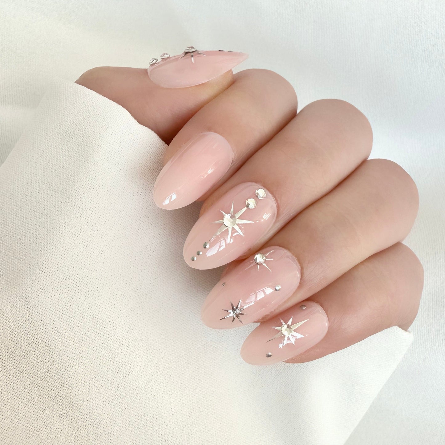 Holy Grail Nail press on Star Crossed Lovers (3D) - Soft Gel Press Ons (Short Almond)