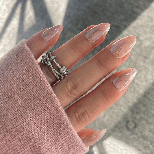 Holy Grail Nail press on Sugar Coated (Glazed) - Soft Gel Press Ons (Short Almond)