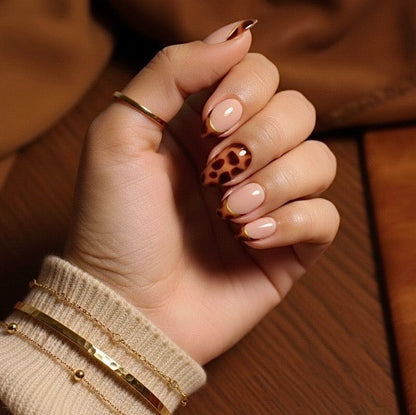 Holy Grail Nail press on Tortoiseshell French Mani  - Soft Gel Press Ons (Short Almond)