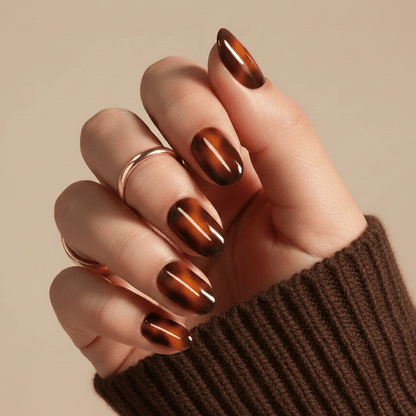 Holy Grail Nail press on Tortoiseshell - Soft Gel Press Ons (Short Oval)