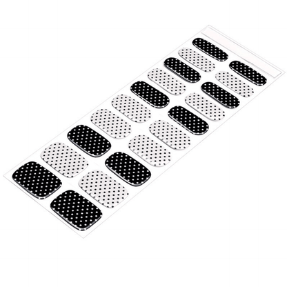 Black and white dotted semi-cured gel nail wrap sheet with polka dot pattern